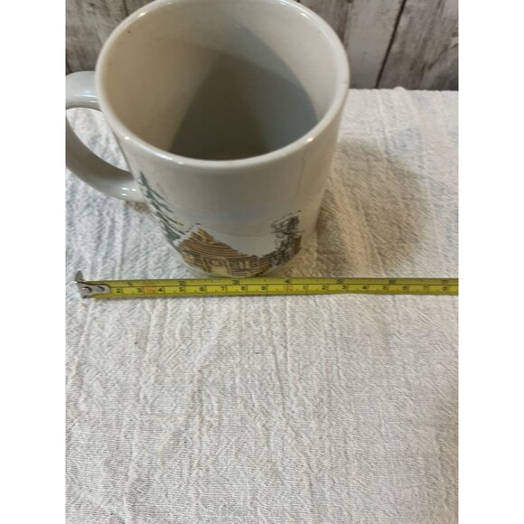 StonEware Coffee Mug Cup Winter Log Cabin Country Collectible Vintage - Picture 4 of 5